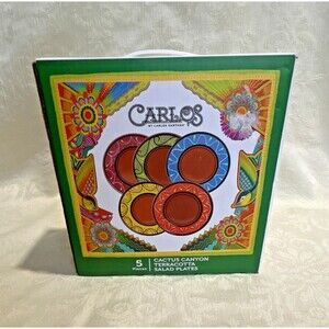 New Carlos Cactus Canyon Terracotta Salad Plates 5pc Set 7 in Round Multicolor